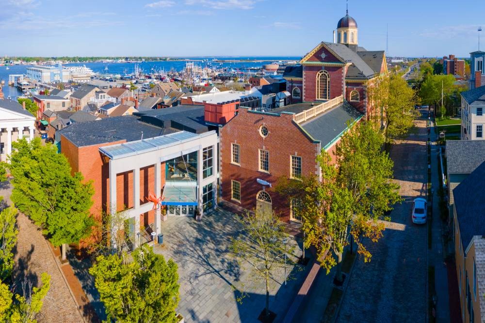 Beautiful aerial shot of Bedford, MA