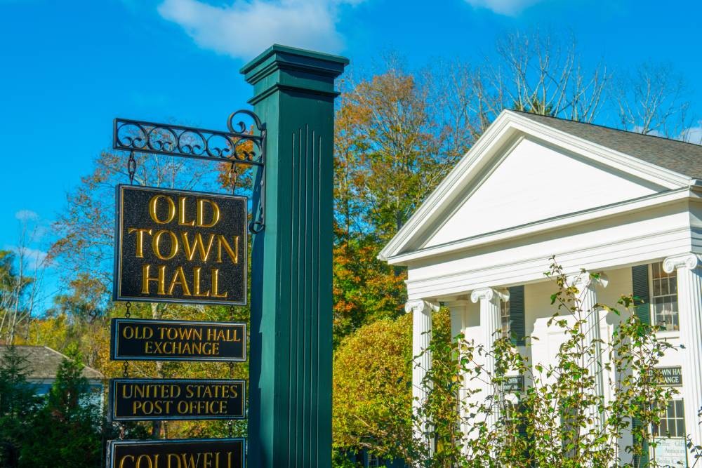 Lincoln Old Town Hall and US Postal Office near Lincoln, MA