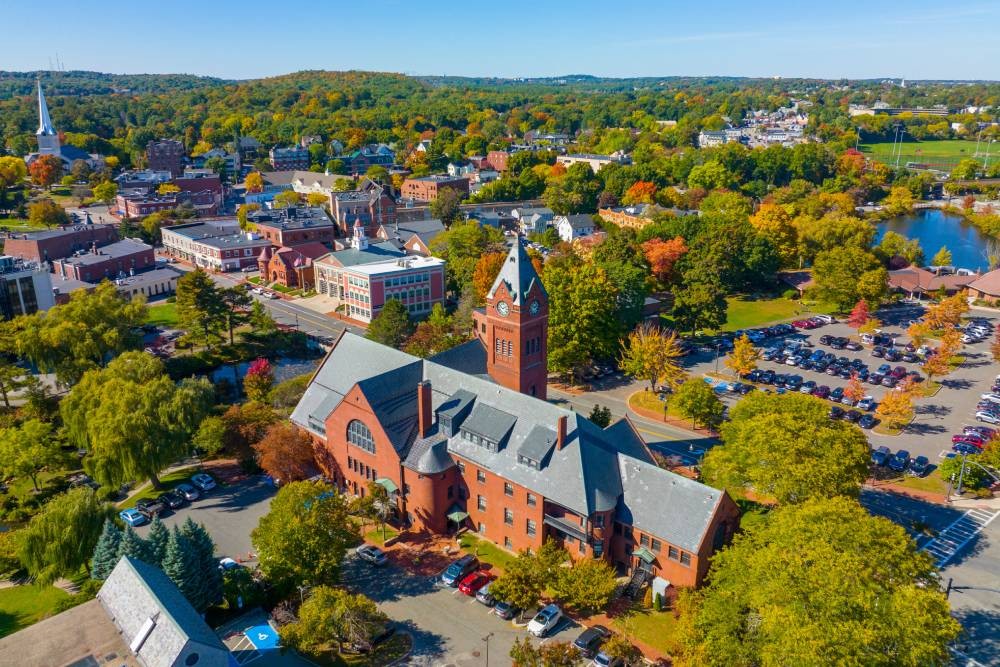 Historic downtown center of Winchester, MA